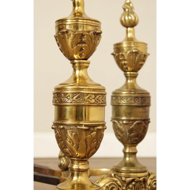 Gold Vintage Neoclassical Style Brass Andirons - A Pair For Sale - Image 8 of 13