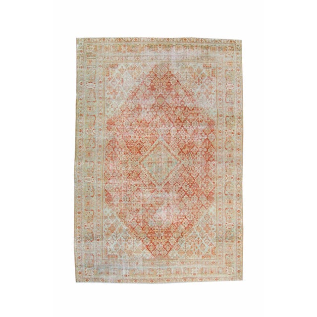 1930s Vintage Medallion Light Blue Terra Cotta Hand-Knotted Rug - 11’2” X 16’2” For Sale - Image 11 of 11