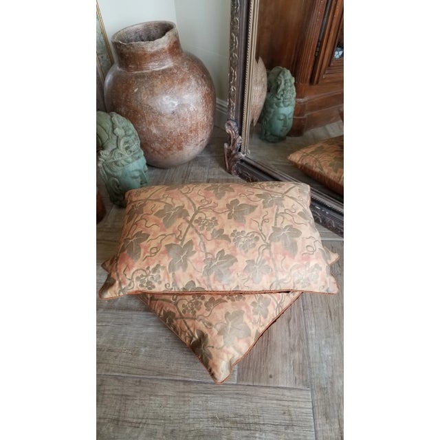 2010s Contemporary Fortuny Fabric Pillows- a Pair For Sale - Image 5 of 13