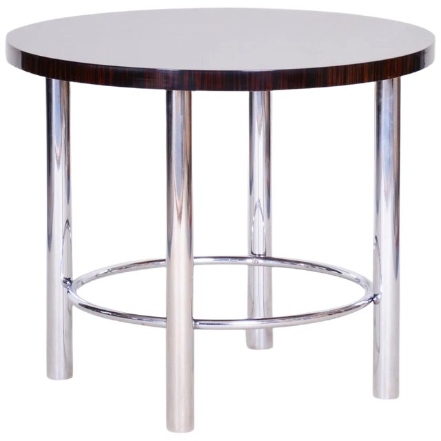 20th Century Bauhaus Chrome Round Macassar Table by Mücke-Verner, 1930s For Sale