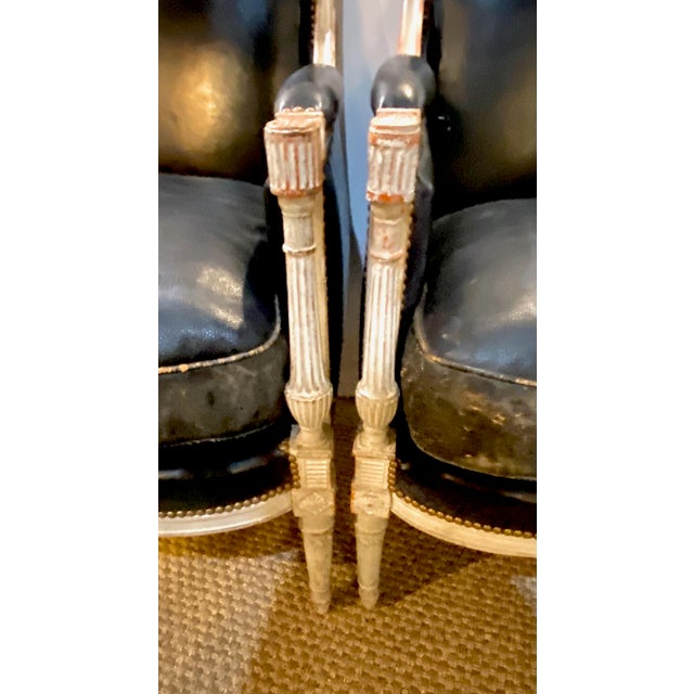 Pair Louis XVI/Directoire Bergeres, Late 18th Century or Early 19th Century For Sale - Image 14 of 16