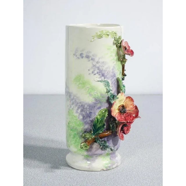 Orange Barbotine Ceramic Vases, France, 1930s, Set of 2 For Sale - Image 8 of 13