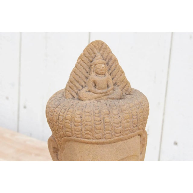 Antique Khmer Sandstone Statue For Sale - Image 4 of 9