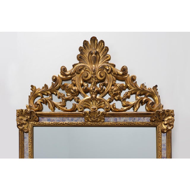 20th Century Mirror with Acanthus Crest and Marbled Border from Deknudt, Belgium, 1950s For Sale - Image 6 of 12