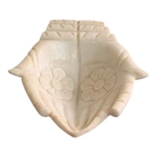Ivory Marble Palm Hands Decorative Catchall Bowl - Vintage Inspired For Sale