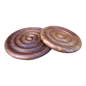 Circa 1960s Vintage Dansk Teak Round Wooden Trivets, Jens Quistgaard - 2 Pieces