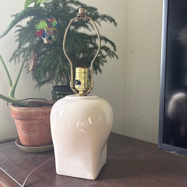 Ceramic Post Modern Cream Color Ceramic Lamp For Sale - Image 7 of 10