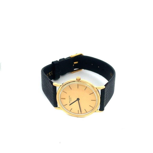 Contemporary Patek Philippe Calatrava Men's Watch 32mm 18k Vintage Manual Leather Band For Sale - Image 3 of 9