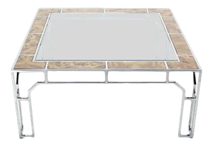 Mid-Century Modern Chrome and Glass Square Coffee Table
