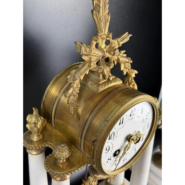 Antique French Mantel Clock Set in Gilt Bronze, 1800s, Set of 3 For Sale - Image 14 of 18
