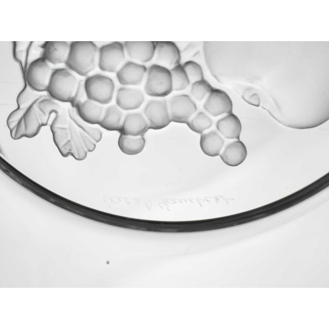 Mid 20th Century Mid 20th Century Val Saint Lambert Crystal Salad Plate With Frosted Intaglio Design of Fruits Signed - Set of 4 For Sale - Image 5 of 7