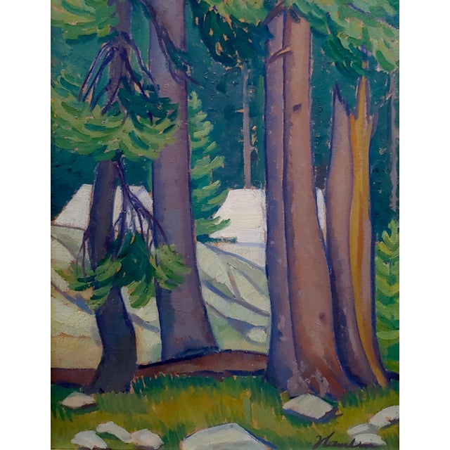 Edith Anne Hamlin -1930s Taos Wooded Landscape -Oil painting Expressionist oil painting on board-signed - circa 1930s...