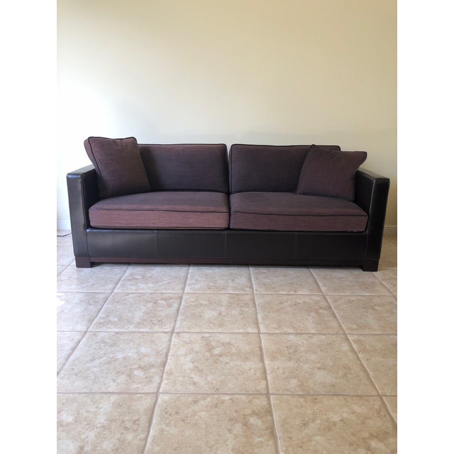 Vintage Bernhardt FourSeater Leather and Linen Sofa, With Linen