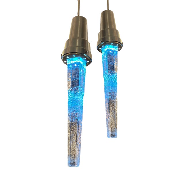 Icicle Pendant Lamps, 1980s, Set of 2 For Sale