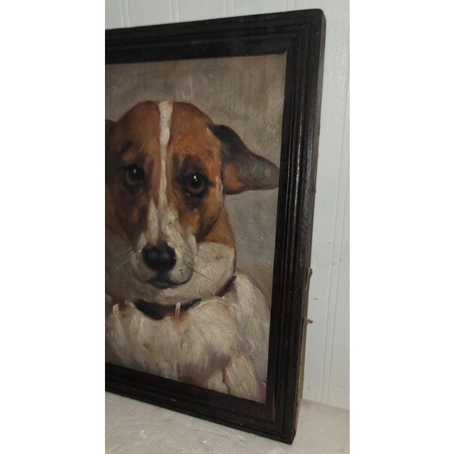 Folk Art Mid 20th Century Jack Russell Chihuahua Oil Painting For Sale - Image 3 of 4