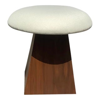 Modern Mid Century Style Stools With Upholstered Seat - A Pair For Sale