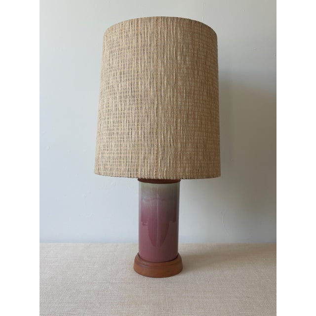 Vintage, late 1940s-1950s, William Manker Studio California Art Pottery Lamp with blue & pink ombre glaze and original...