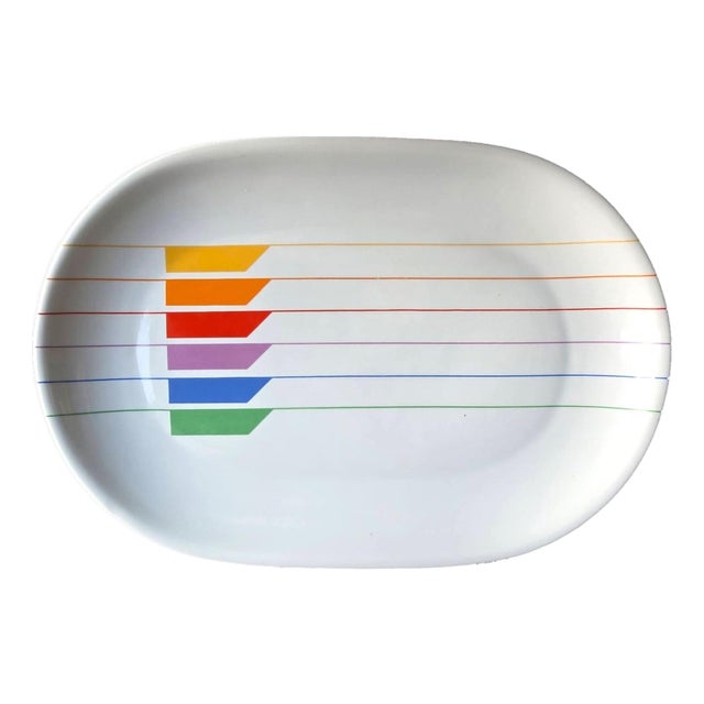 1970s Vista Alegre Block Sextet Harmony Large Oval Serving Platter For Sale