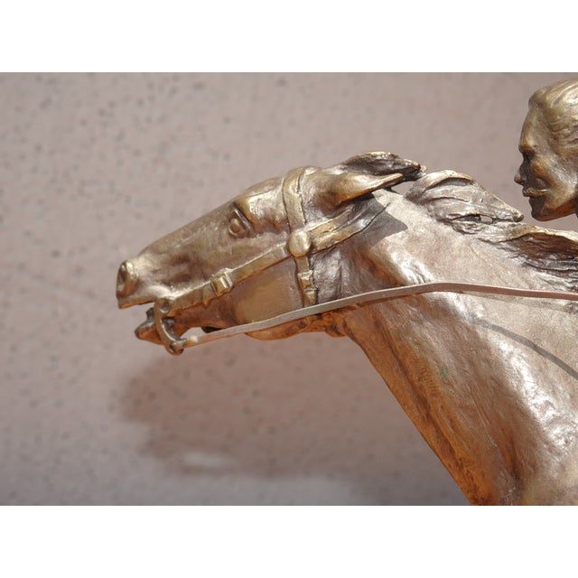 Lh21 Vintage Wells Fargo Bronze Statue "Lightning Line Rider Cowboy Gallop Horse For Sale - Image 10 of 12