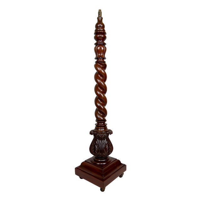 Victorian Tudor Style Twisted Column Floor Lamp in Walnut, United Kingdom, 1900s For Sale