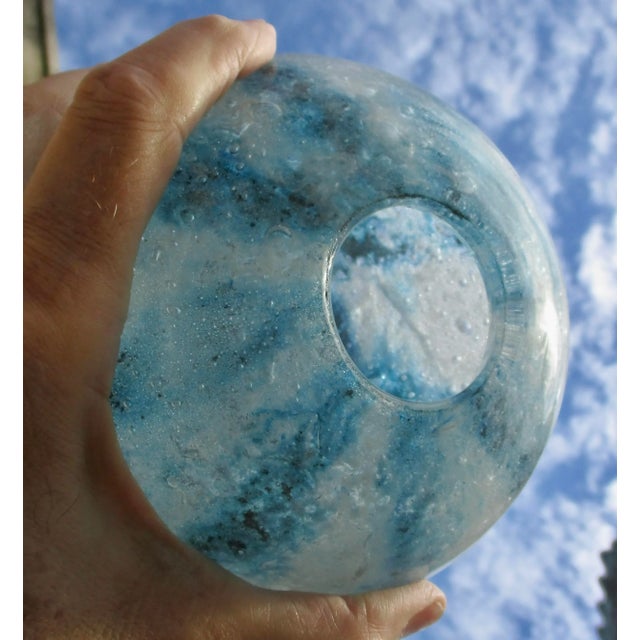 Blue Art Glass Globe Vase Biot France For Sale In New York - Image 6 of 8