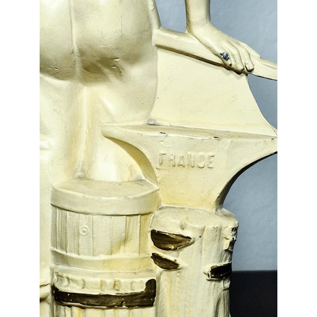 Ivory Antique 19th Century French Spelter Allegorical Figural Statues - A Pair For Sale - Image 8 of 11
