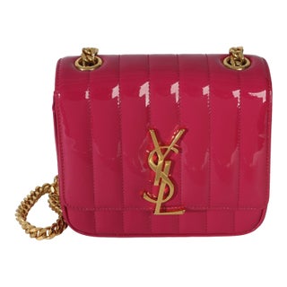 Pink Patent Matelasse Monogram Small Vicky Chain Bag For Sale