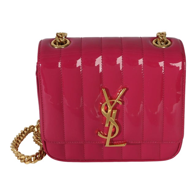 Pink Patent Matelasse Monogram Small Vicky Chain Bag For Sale