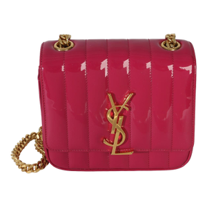 Pink Patent Matelasse Monogram Small Vicky Chain Bag