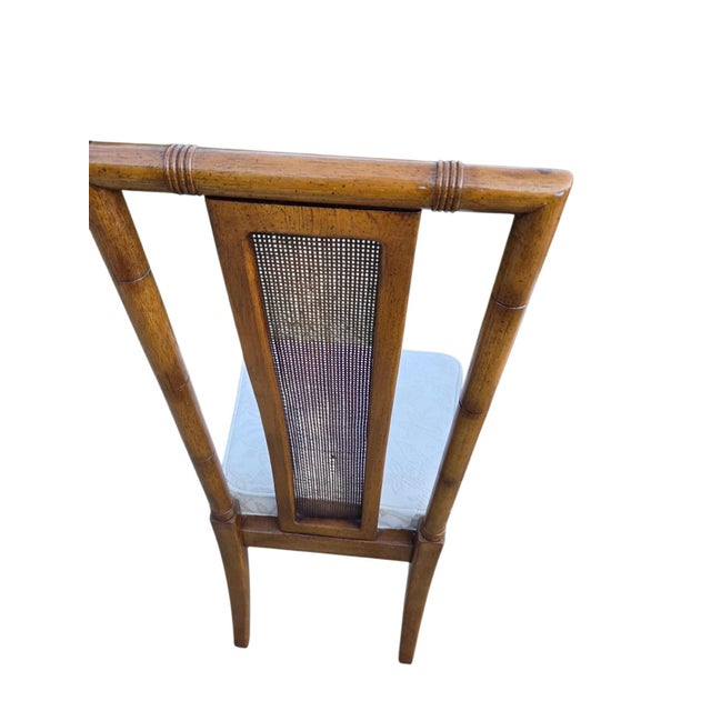 Brown Thomasville Vintage Faux Bamboo Cane High Back Dining Chairs Regency Pair For Sale - Image 8 of 17