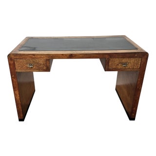 Vintage Art Deco Italian Walnut Burl Desk, 1940s For Sale
