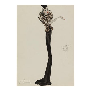 Vintage French Fashion Art Print – Art Deco Woman in Brown, 24" X 32" For Sale
