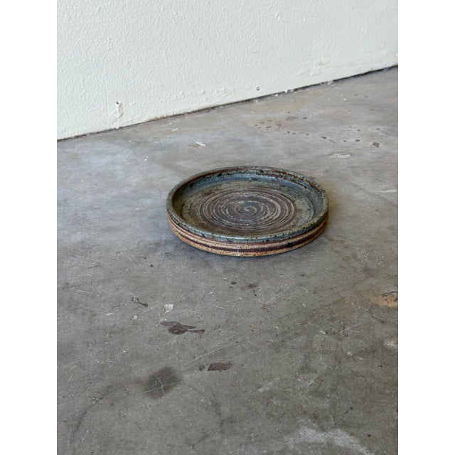 Danish Studio Pottery Bowl — Hand-Thrown Stoneware, Spiral Glaze Plate S1960s For Sale - Image 4 of 8
