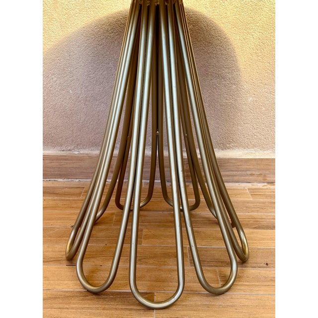 New Metal Fleur Side Table with Oak Wood Top Indoor and Outdoor For Sale - Image 12 of 18