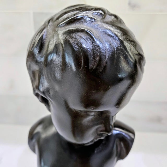 Sculpture Materials Vintage Alva Studios Pair of French Neoclassical Child Bust Sculptures, Met Museum Reproductions For Sale - Image 7 of 13
