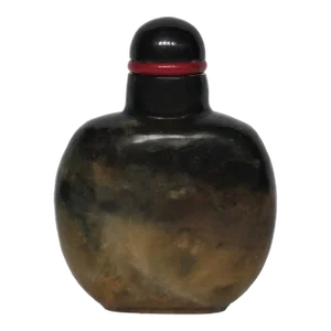 Vintage 1970s Black Variegated Jasper Snuff Bottle