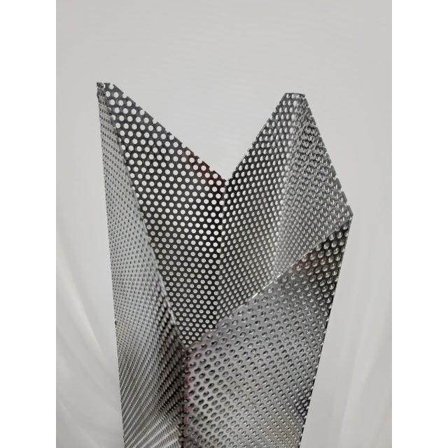 1980s Postmodern Pierced Metal Skyscraper Table Lamp For Sale - Image 6 of 11