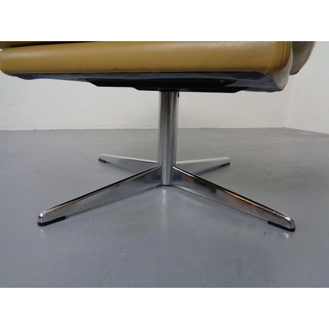 Set of Leather Swivel Easy Chair and Ottoman, 1970s For Sale - Image 18 of 18