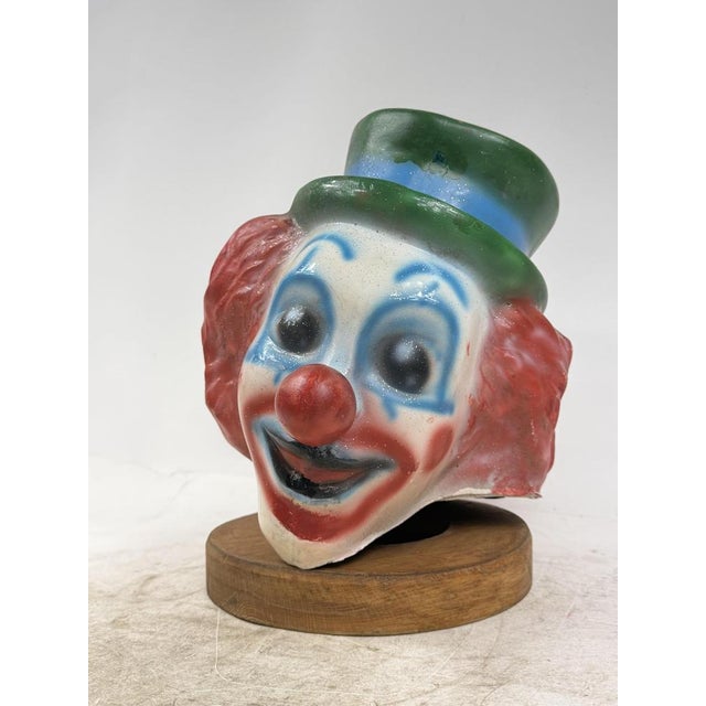 Fiberglass Clown Head Sculpture with Wooden Base, 1960s For Sale - Image 12 of 14