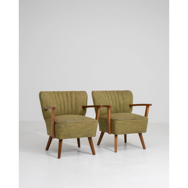 Wood Pair of Mid-Century Modern Upholstered Armchairs, Antique, Denmark, 20th Century For Sale - Image 7 of 13