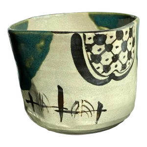 Japanese Ao Oribe Pottery Chawan Matcha Tea Bowl