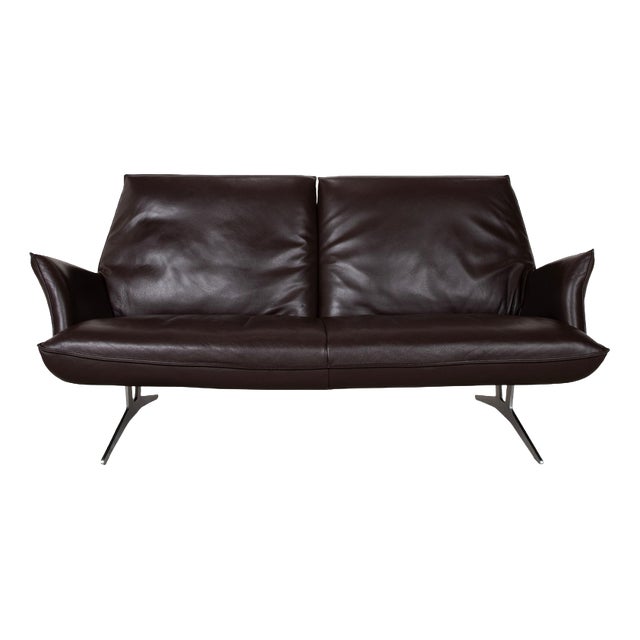 Brown Leather Fenja Two-Seater Sofa with Manual Function from Koinor For Sale