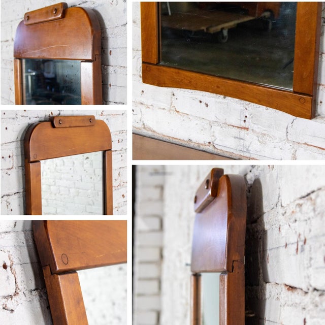 1930s to 1950s Transitional Solid Maple Gentleman’s Chest With Hand Carved Pulls and Wall Mirror For Sale - Image 13 of 18