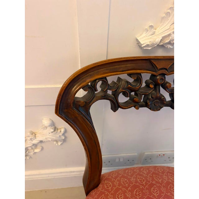 Antique Victorian Side Chairs in Carved Walnut, 1860, Set of 2 For Sale - Image 4 of 17