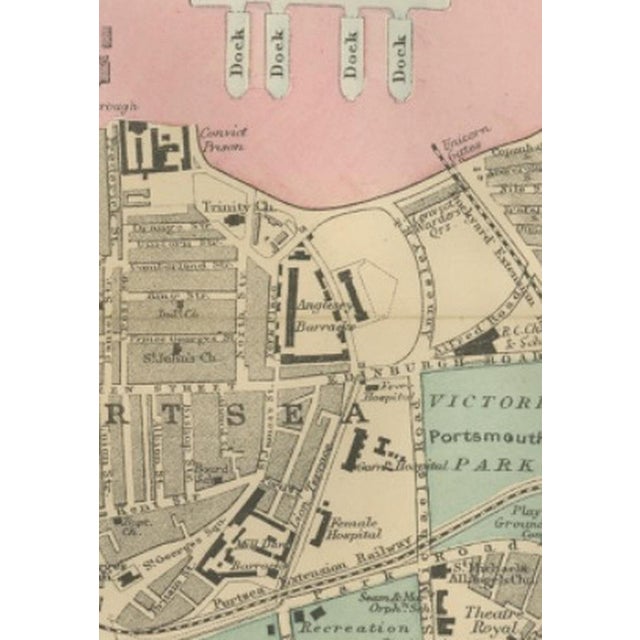 Antique Town Map of Portsmouth by George W. Bacon, 1885 For Sale - Image 11 of 13