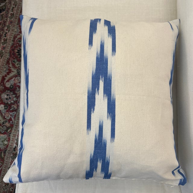 Beautifully hand made and hand dyed pillow from Majorca Spain with ikat design. Thick woven fabric conjures up being at...