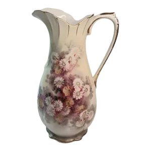 Vintage Ucagco Ceramics Japan Floral Porcelain Handpainted Pitcher Vase