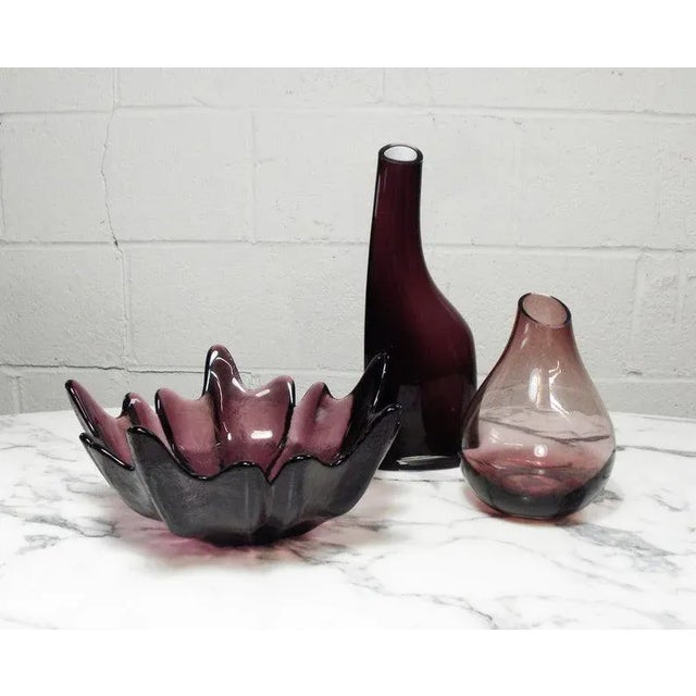 Vintage Purple Art Glass Vases - Set of 3 For Sale In New York - Image 6 of 6