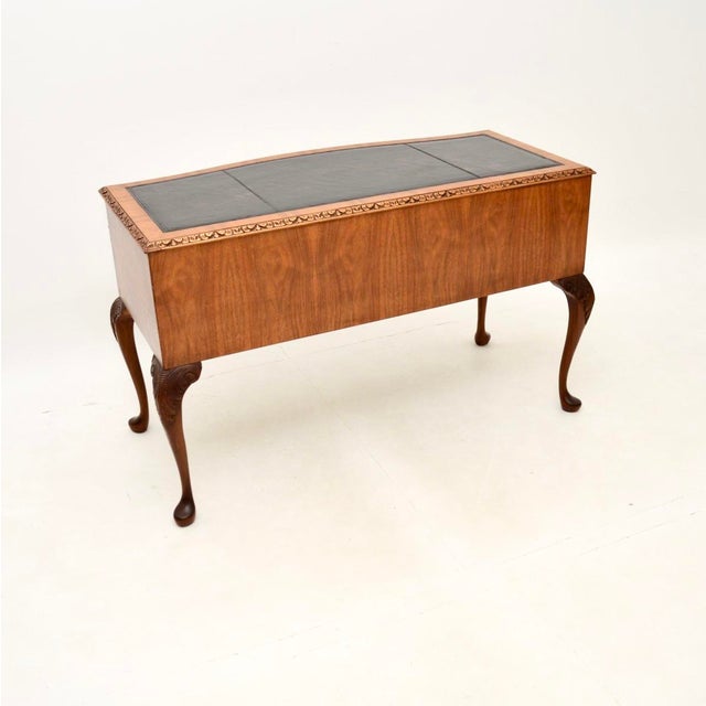 1930s Burr Walnut Desk with Leather Top, 1930s For Sale - Image 5 of 12