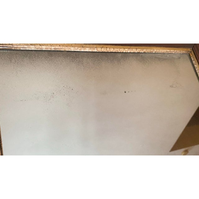 Antique Victorian Walnut Mirror Original Wood Panel Back Gold Liner Foxed Wall For Sale - Image 9 of 10